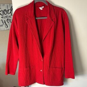 Color Me Cotton CMC Red Textured Button Front Blazer Jacket Women’s Large
